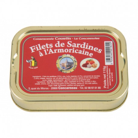 Filets de sardines à la sauce armoricaine 115g - Conserverie courtin