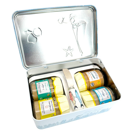 Boîte coquillage 4 tartinables et couteau Sardines