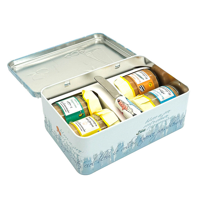 Boîte coquillage 4 tartinables et couteau Sardines