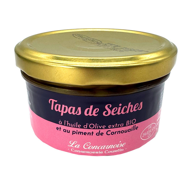 Tapas de seiches au piment de cornouaille bio - bocal 150g